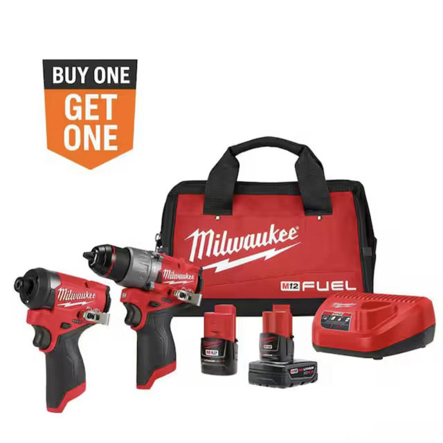 Milwaukee M12 FUEL 12-Volt Lithium-Ion Brushless Cordless Hammer Drill and Impact Driver Combo Kit w/2 Batteries and Bag (2-Tool) 3497-22