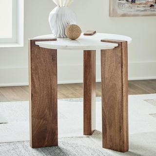 Isanti End Table with Round Marble Top