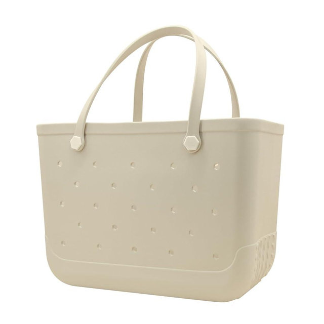 Beach Totebag X-Large Waterproof Sandproof Rubber Beach Tote Bag with Zipper Pocket and Phone Kickstand Cup
