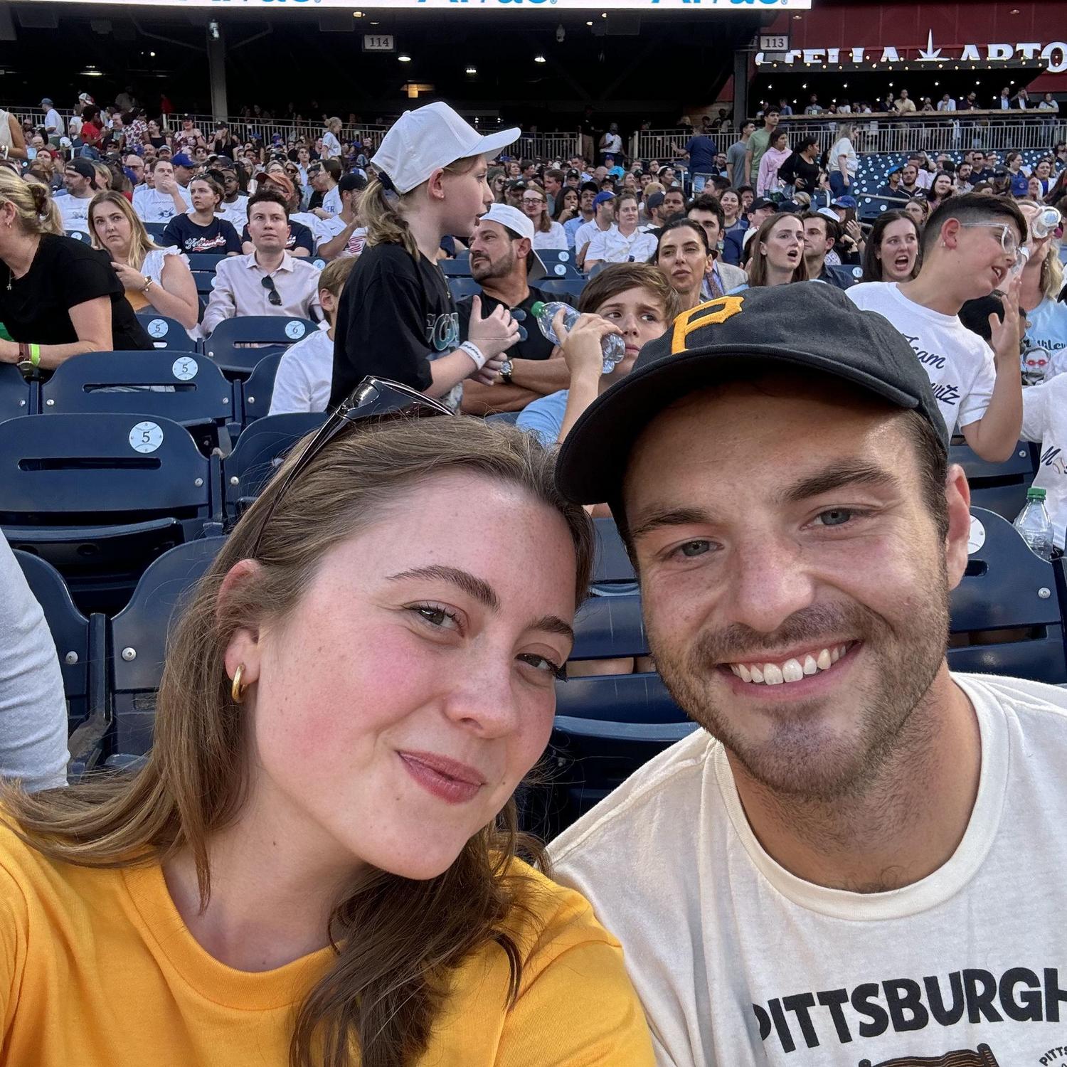 At the Congressional Baseball Game in DC in 2024 - Emma was there with her colleagues and Nate was in town for his internship.