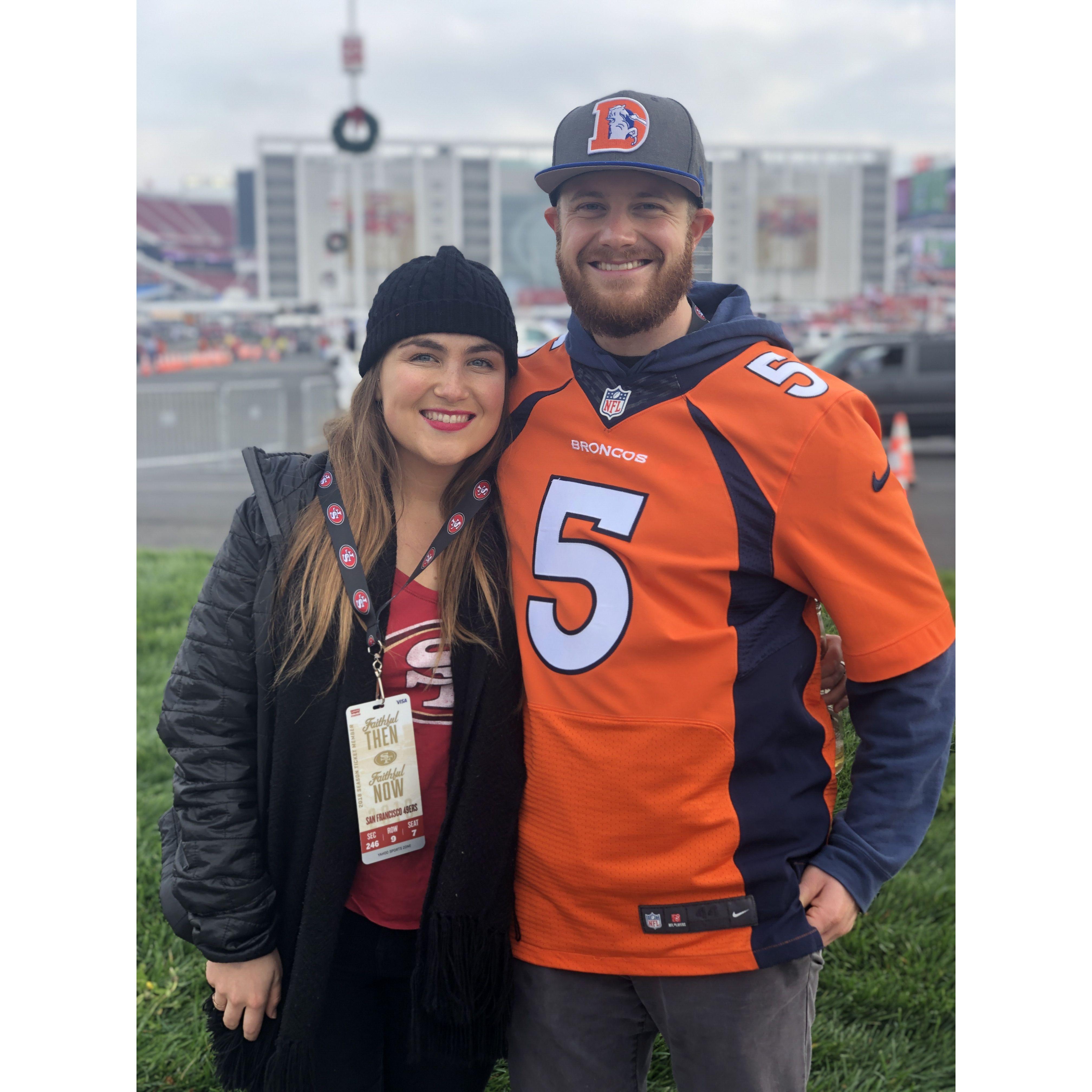 The real reason we went to the Bay ;) Alex got to experience his first Walsh Niner tailgate!