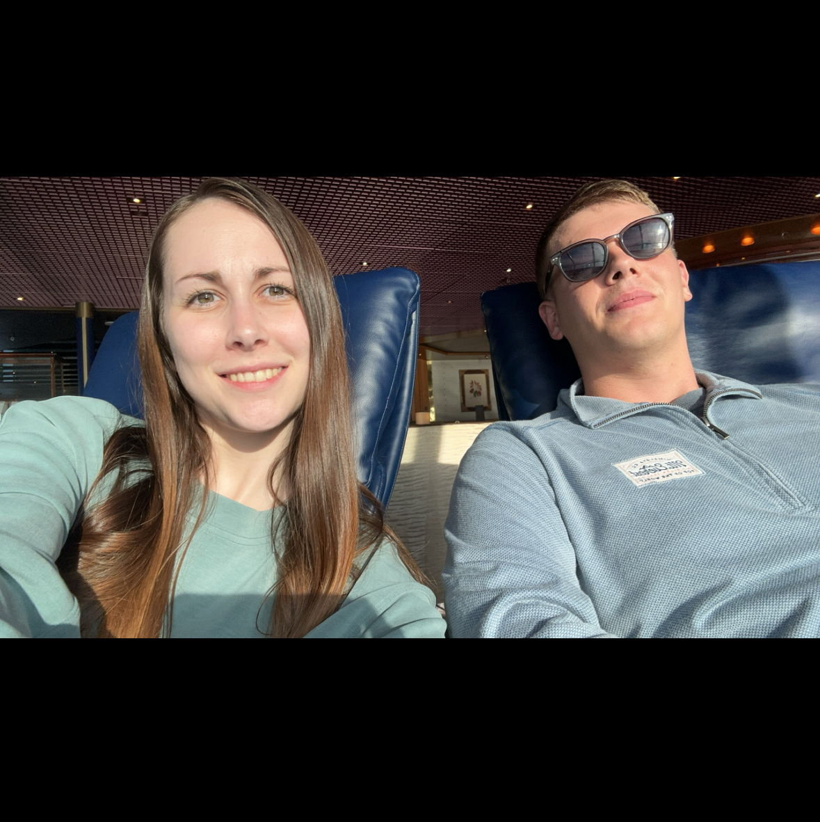 Chillin' in the Crow's Nest - a bar with a panoramic view. This would be a frequent stop of ours over the cruise!