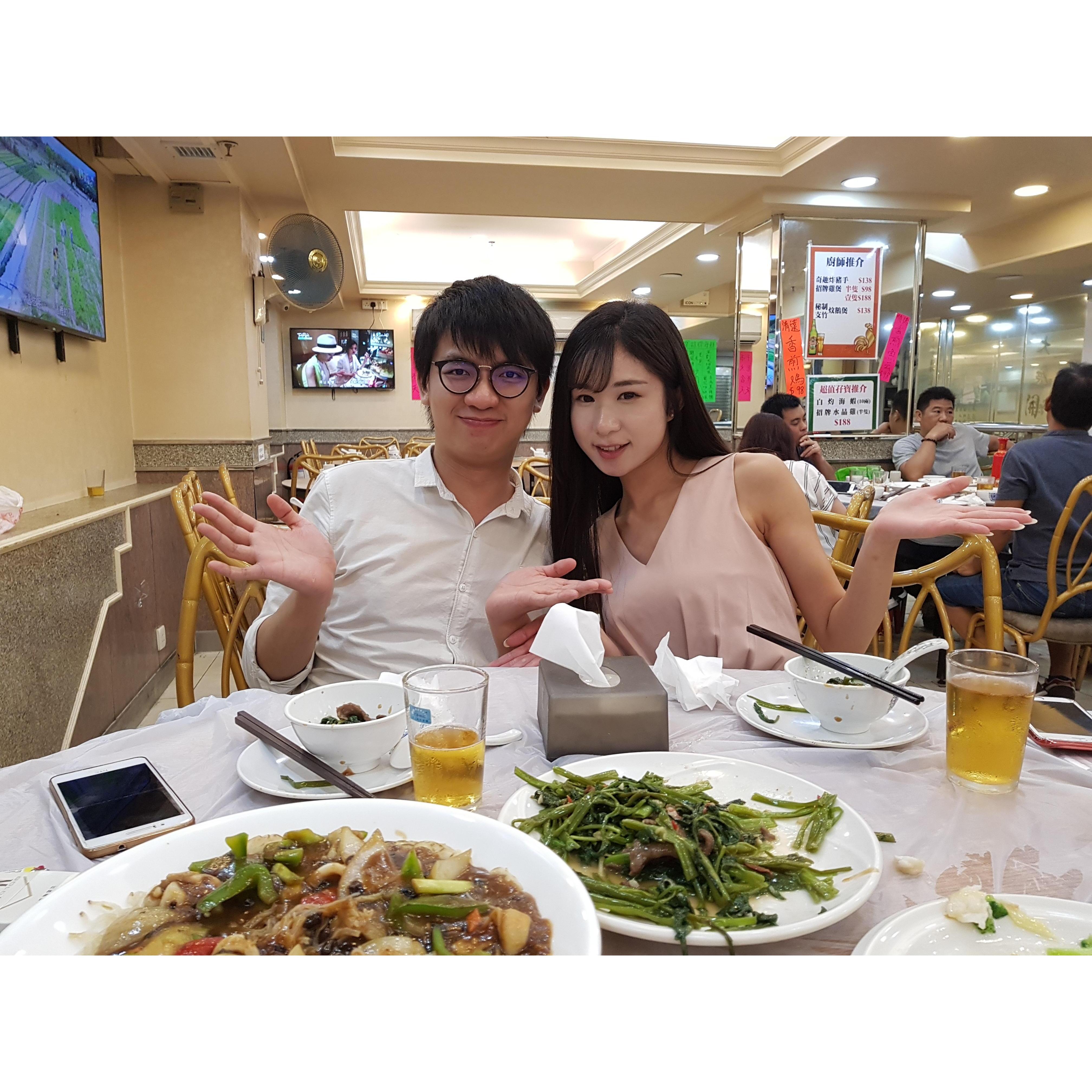 Dinner with Morris and Alice in a local Chinese restaurant in Hong Kong. It was in a dark alley and men in the restaurant were playing Mahjong, smoking heavily, and spitting on the floor frequently.
