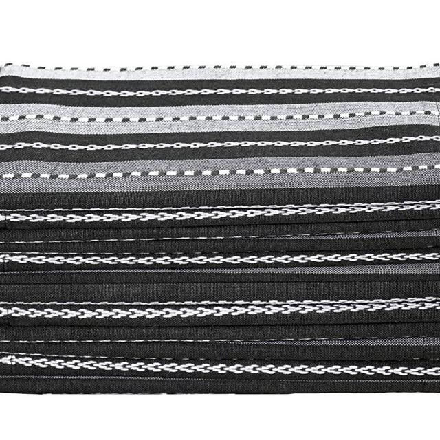 COTTON CRAFT Salsa Stripe Set of 12 Pure Cotton Oversized Dinner Napkins, 20 inch by 20 inch, Black and Grey