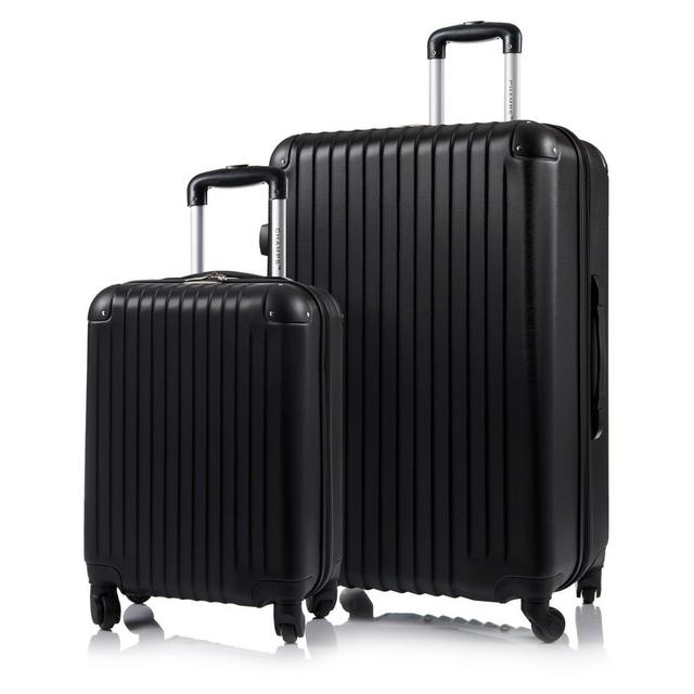 CHAMPS Tourist 2-Piece Hardside Expandable Spinner Luggage Set in Black