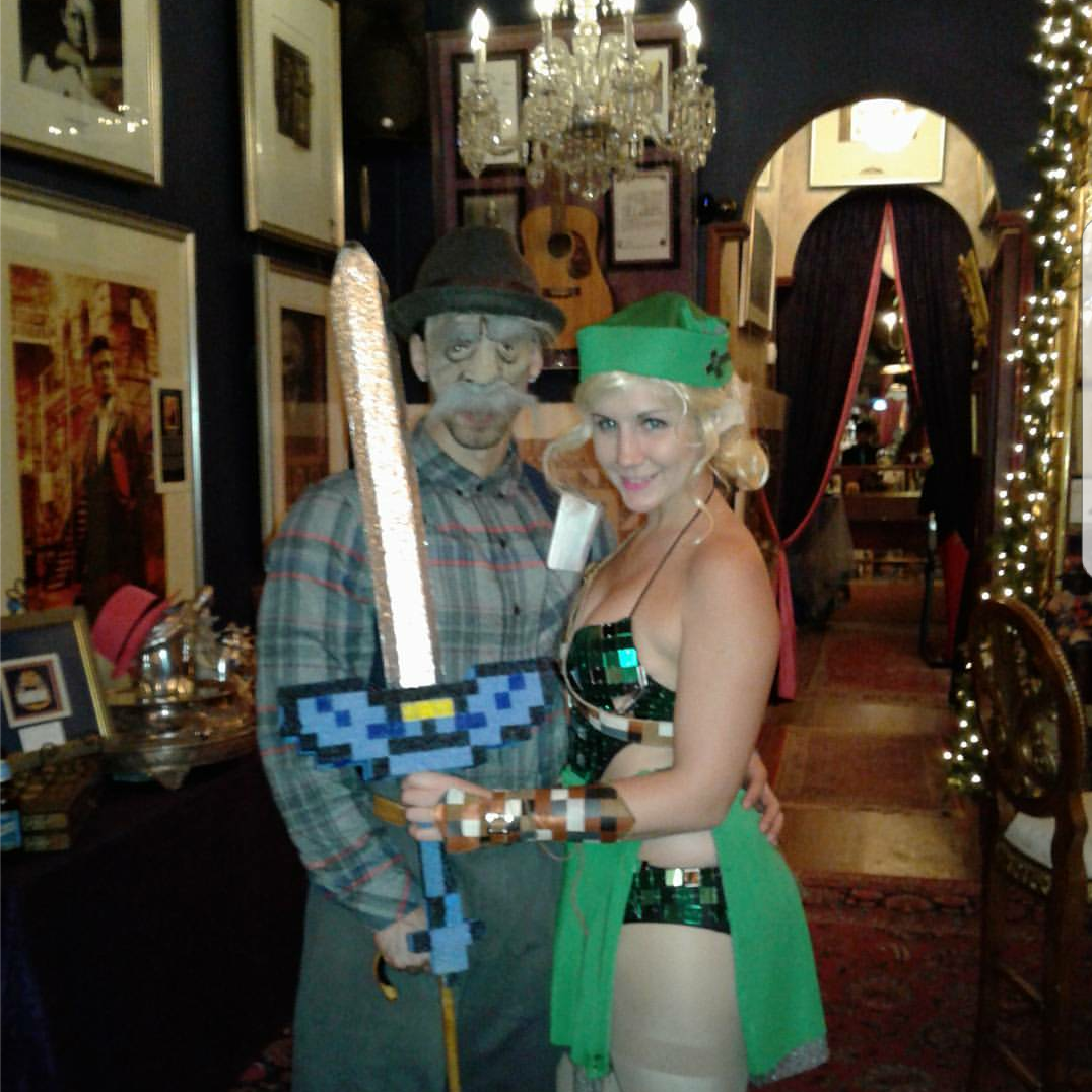 1st Halloween Party together. My costume was a handmade "Link" costume from the video game Zelda. And Cody? I guess I took too long to make the costume cuz by the time I was done he was an old man.