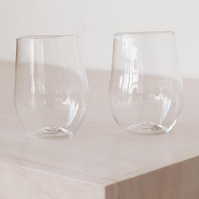 Set of 2 Organic Shaped Red Wine Glasses