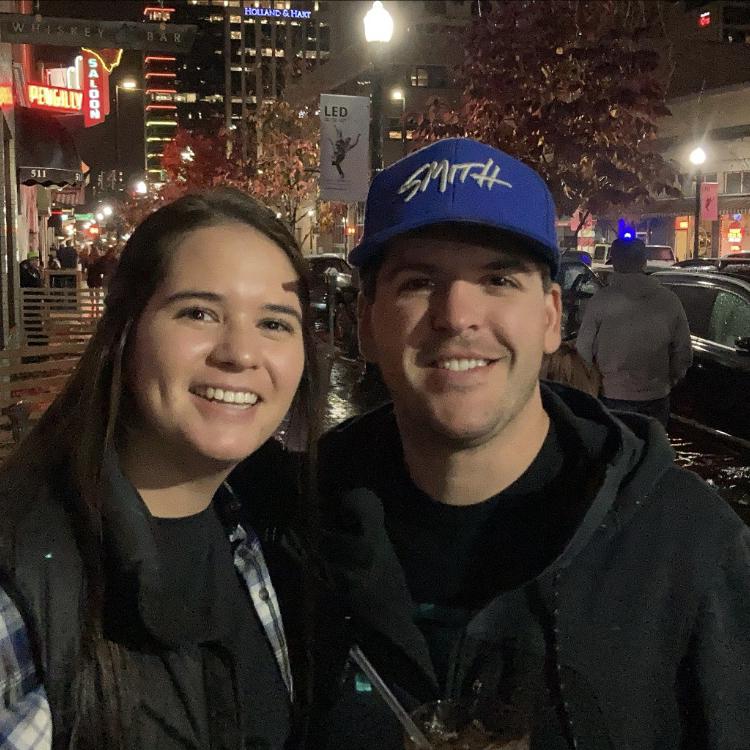 A picture of us from our 3rd anniversary bar crawl! Just the two of us and visits to various Boise bars to shoot pool, play shuffleboard, attempt a game or two of foosball.