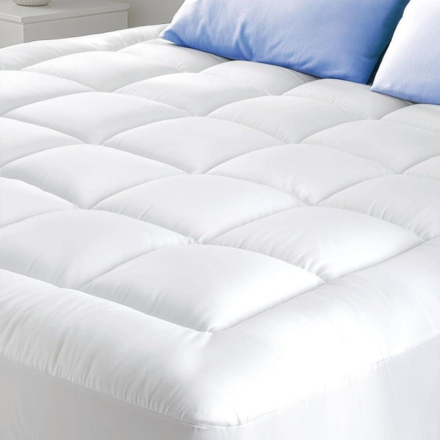 Cloud-Like King Mattress Topper - 100% Cotton Top Mattress Pad for Back Pain Relief - Breathable & Naturally Cooling for Hot Sleepers, White