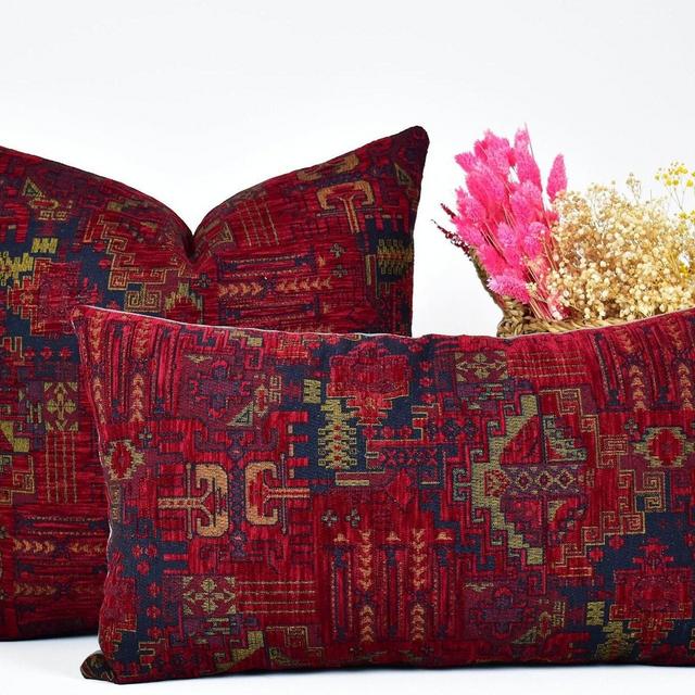 Any Size Red Turkish Kilim Throw Pillow...