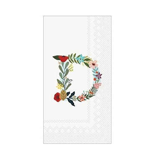 Monogrammed Hand Towels for Bathroom, Paper Personalized Napkins Decorative, Wedding Napkins, Pick Your Letter - Floral Letter D - 32 pcs