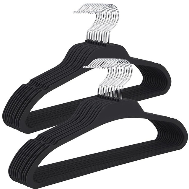 ELONG HOME Rubber Coated Hangers 20 Pack, Non-Slip Clothes Hangers with Rustproof Hooks, Space Saving Thin Design for Closet/Retail/Home