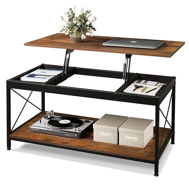 WLIVE Coffee Table，Lift Top Coffee Table with Storage Shelf and 2 Hidden Storage Compartment for Living Room