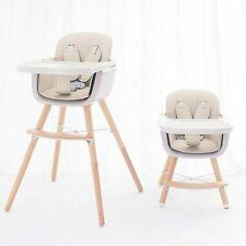 FUNNY SUPPLY 3-in-1 Convertible Wooden High Chair with Removable Tray - Cream