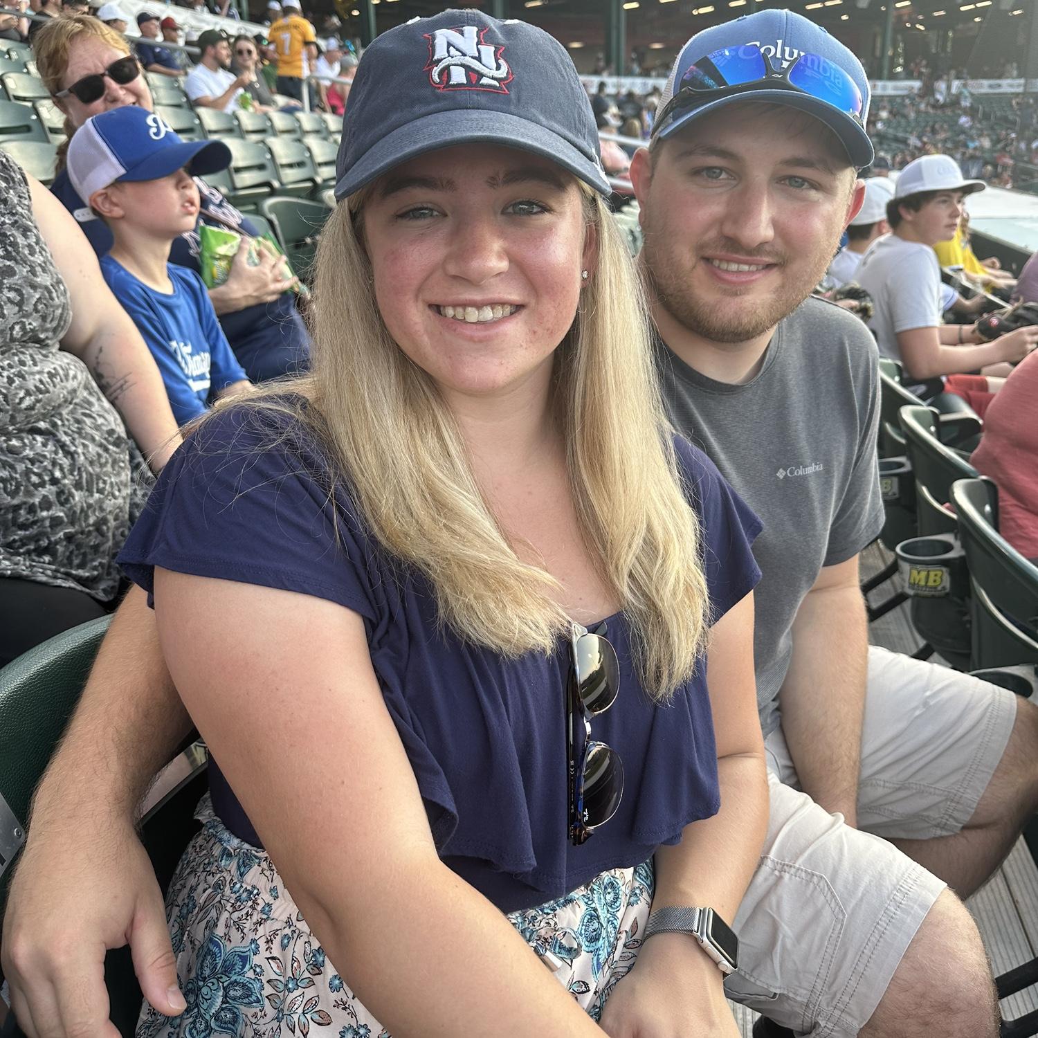 Hannah and Jeremy enjoying a NH Fishercats Game located in Manchester, NH.