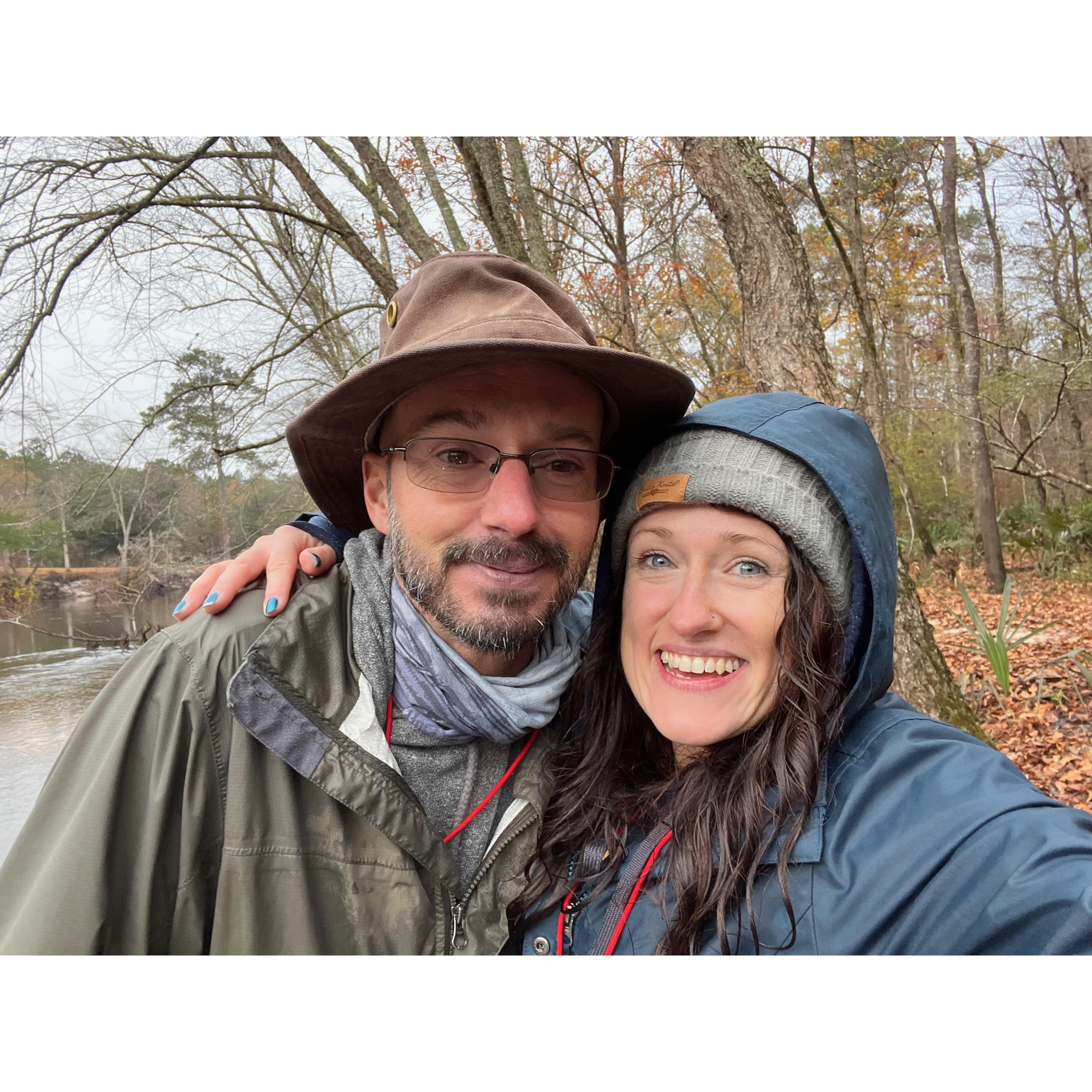 Fishing the Edisto River in South Carolina on a cold rainy day.