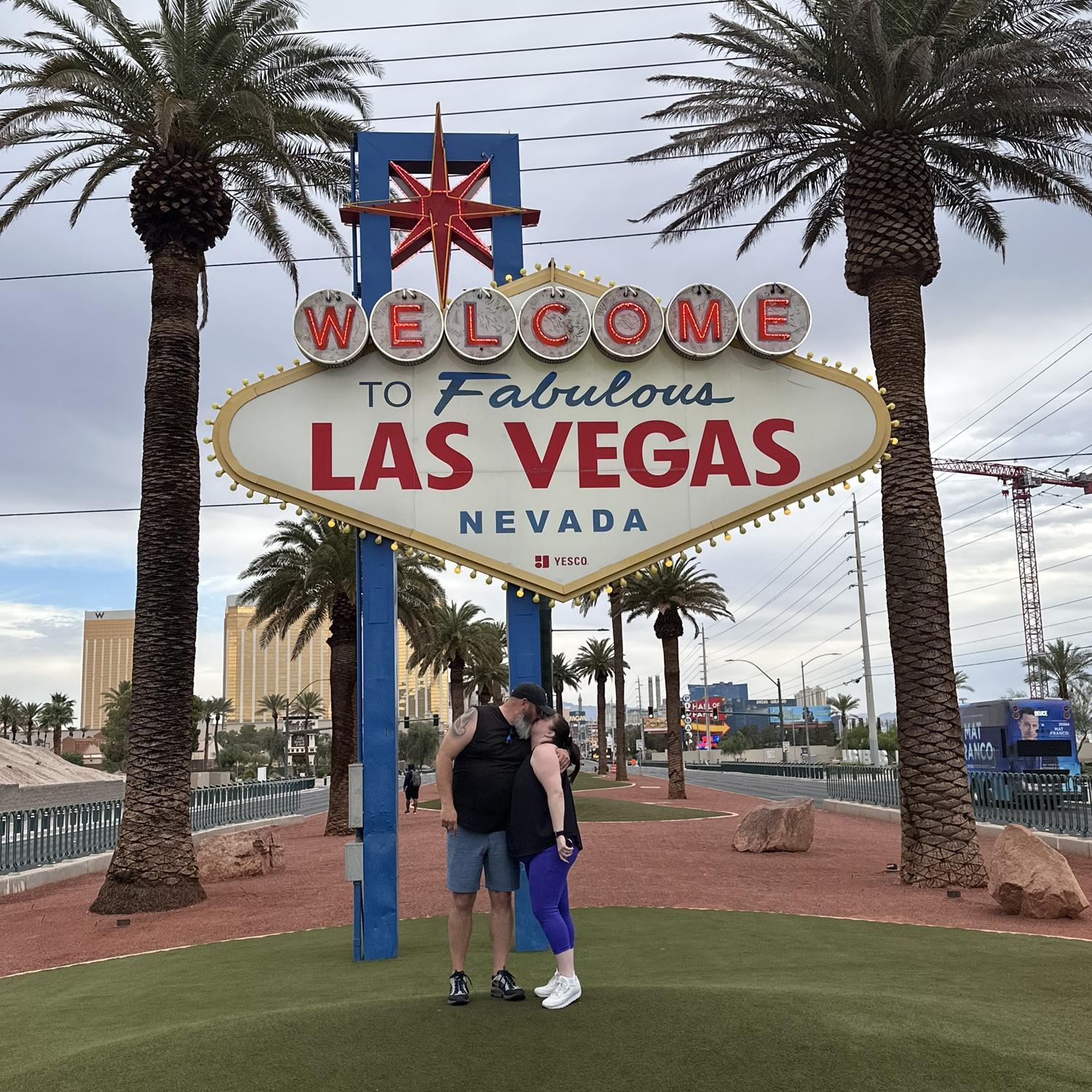At the famous Las Vegas sign.