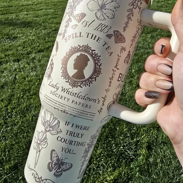 Bridgeton 40oz Tumbler | Cream and Copper or Gold underneath non-branded tumbler | 40oz Tumbler w/ unique Full Wrap Design | Gift Ideas
