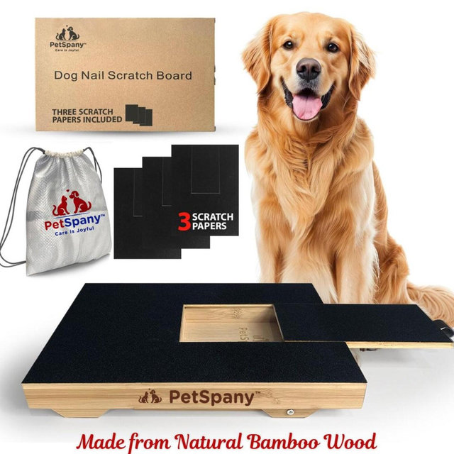 Dog Scratch Board with Treat Box – Bamboo Nail File for Easy Grooming & Paw Care