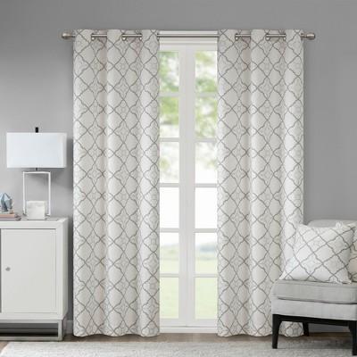 Set of 2 42"x84" Ren Cotton Printed Blackout Window Curtain Gray