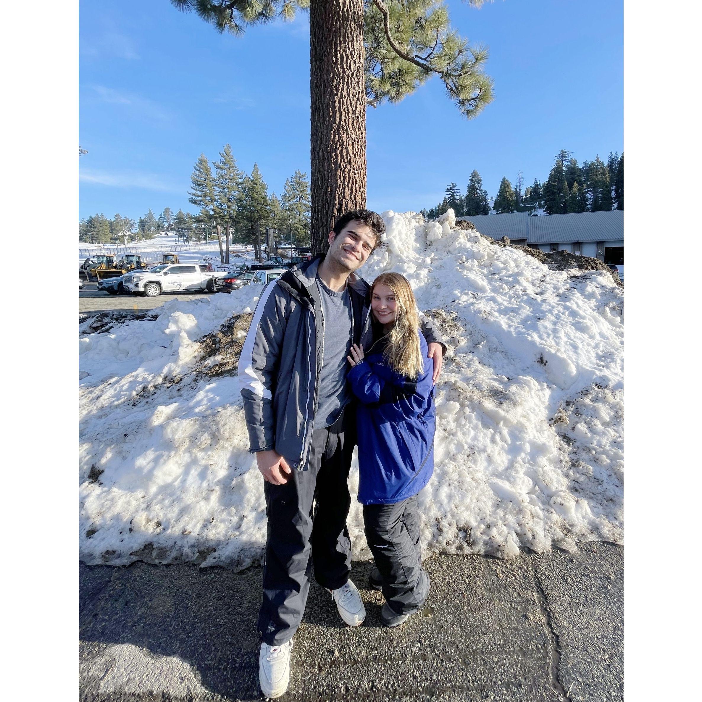 We even tried snowboarding together! Eli was really good and I was really good at falling.