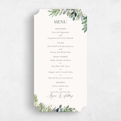 Green Ticket Wedding Menu - Winslow