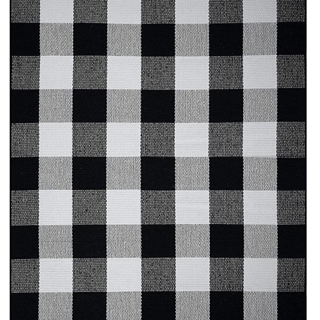 Farmhouse Buffalo Check Plaid Rug: 36x48 Large Black and White Outdoor Rug | Buffalo Plaid Front Door Mat | Front Porch Rug | Outside Rugs Best Layered Under Welcome Doormat | Farmhouse Kitchen Rugs