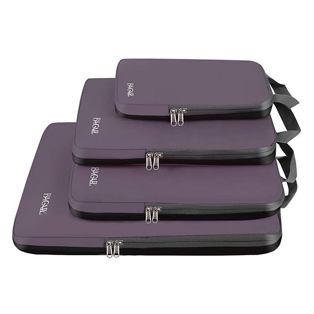 Bagail 4 Set/6 Set Compression Packing Cubes Travel Expandable Packing Organizers(Dark Greyish,4 Set)