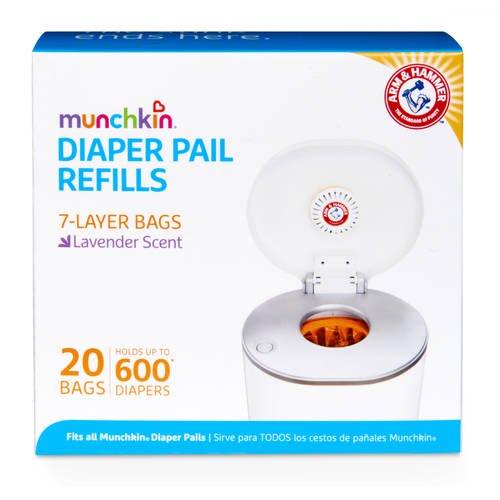Munchkin Arm and Hammer Diaper Pail Snap, Seal and Toss Refill Bags, Holds 600 Diapers, 20 Count