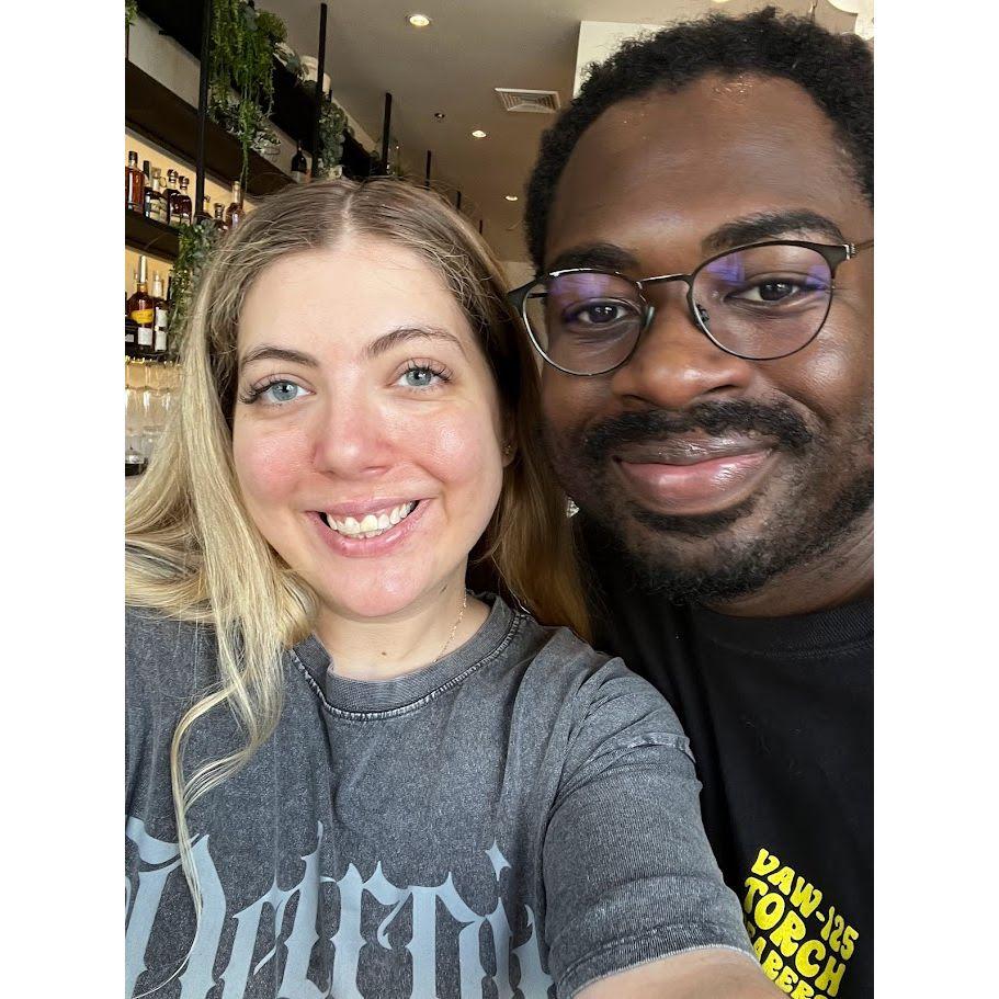 Celebrating five years together by going to the spa