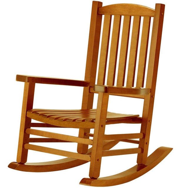 Hupmad Wooden Oversized Porch Rocker Chair with High Back and Armrest, All Weather Slatted Rocker for Backyard, Garden, 400 lbs Support, Natural