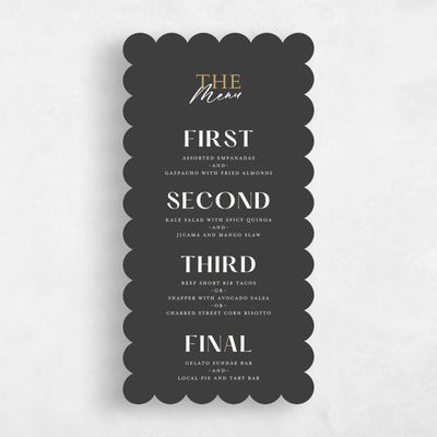 Grey Scalloped Wedding Menu - Finneas