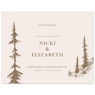 Natural, Brown Wedding Digital Save the Date - Woodland Forest