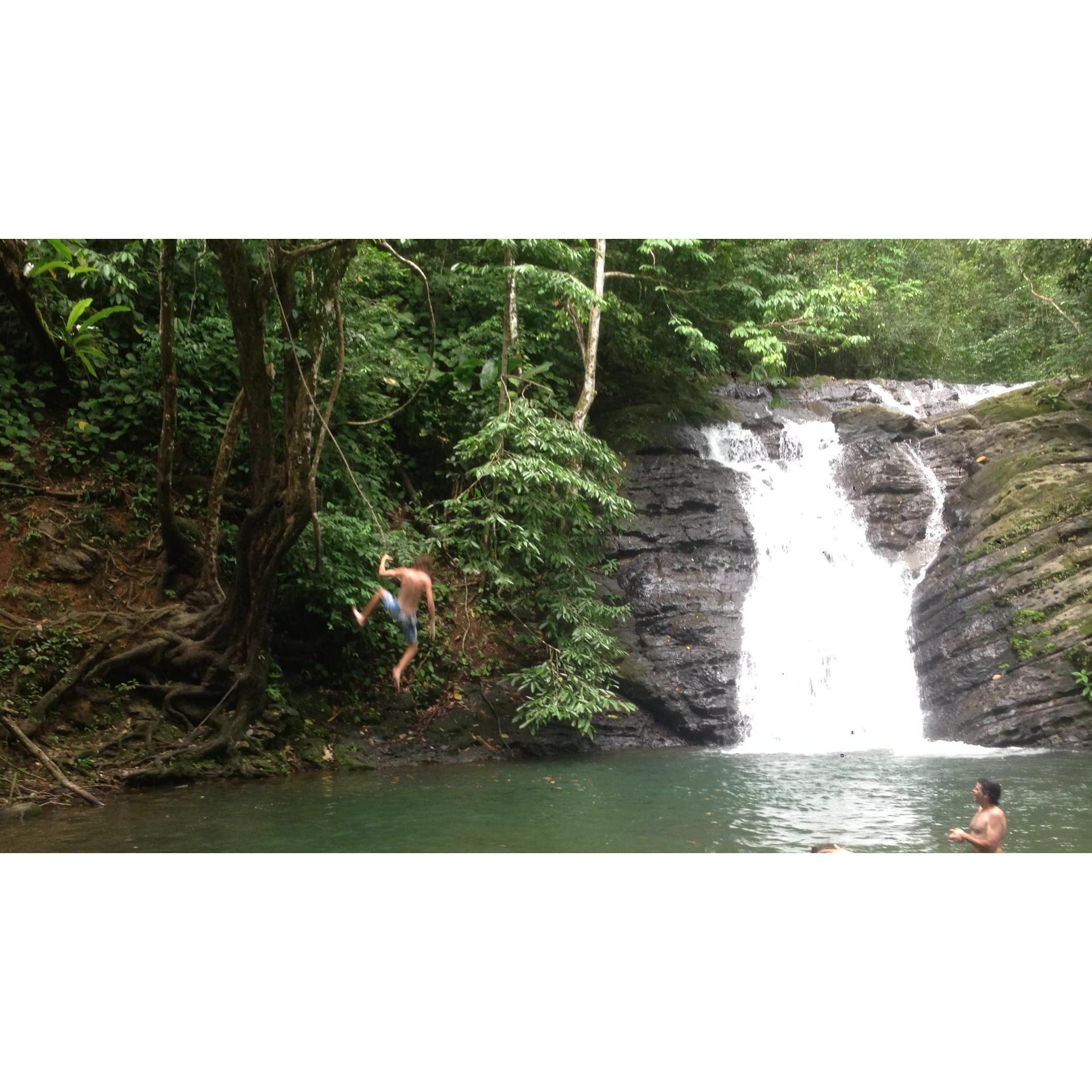 Brock pretending he is Tarzan in Costa Rica. He swung from the rope swing