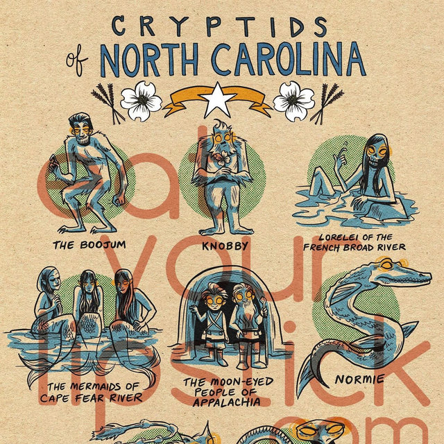 Famous Cryptids of North Carolina Print
