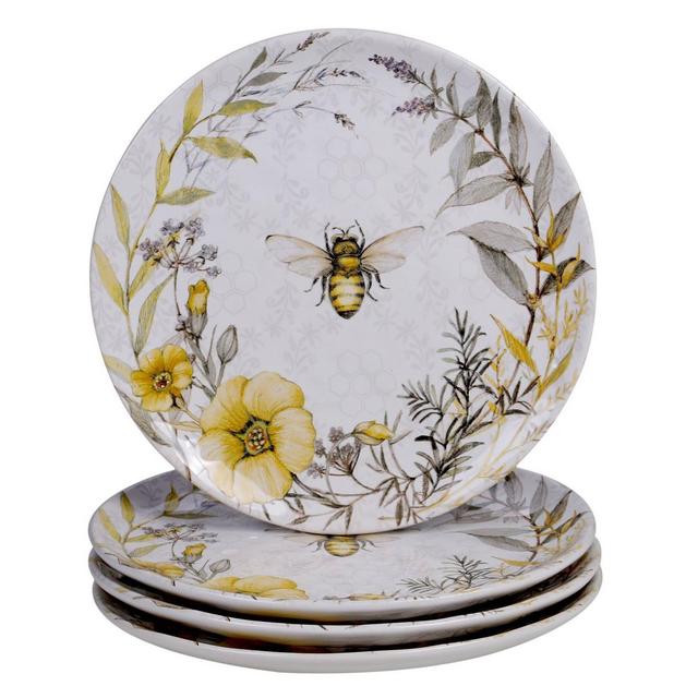 10.8" 4pk Earthenware Sweet As A Bee Dinner Plates - Certified International
