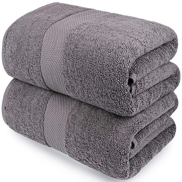 White Classic Luxury Bath Sheet Towels Extra Large | Highly Absorbent Hotel spa Collection Bathroom Towel | 35x70 Inch | 2 Pack (Grey)