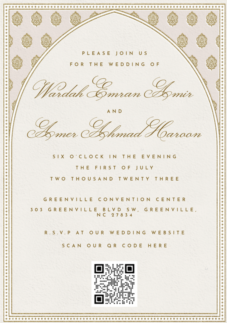 The Wedding Website of Wardah Amir and Amer Haroon