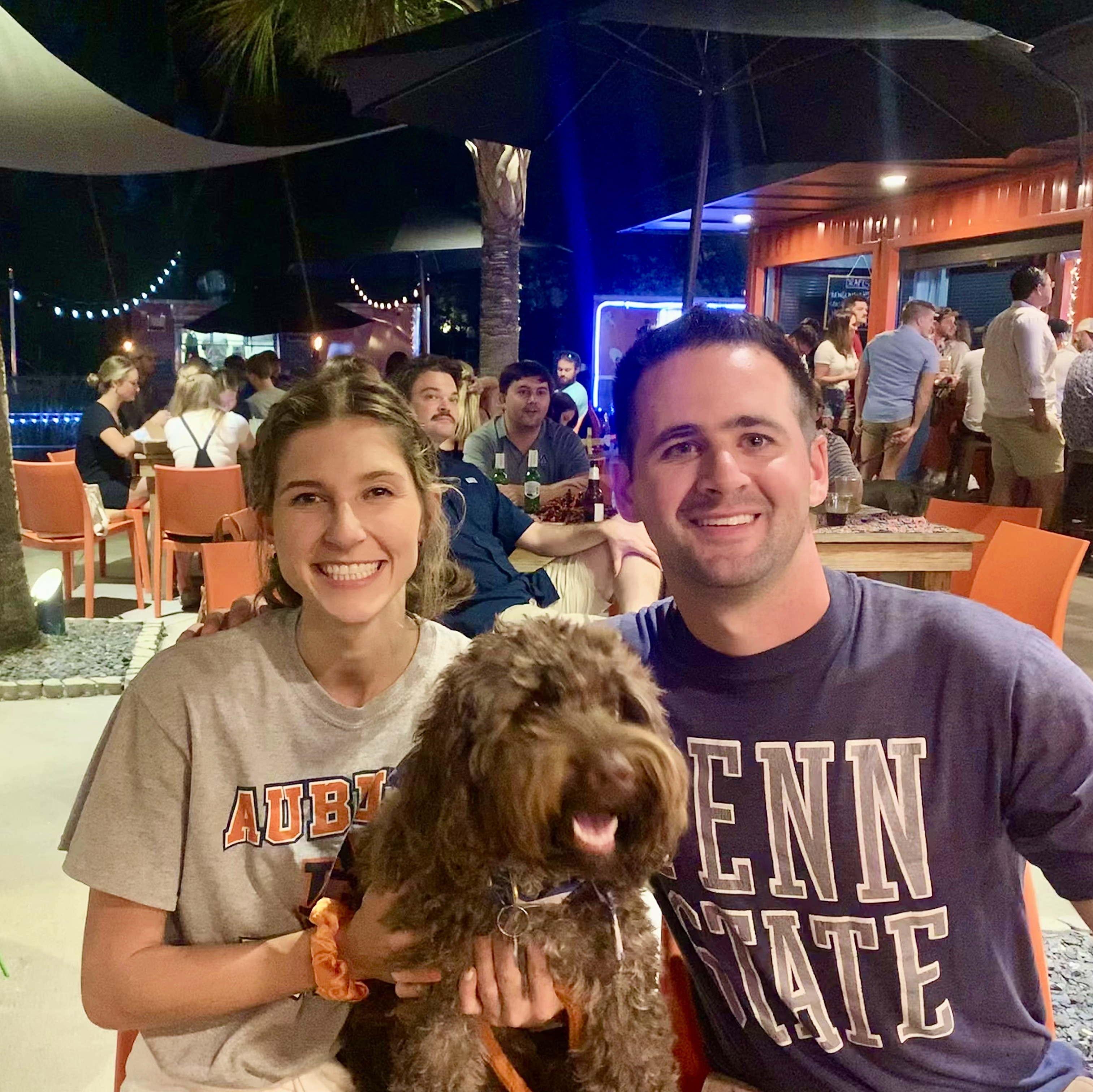 Hanging out with the family dog Charlie in Charleston, Fall 2020