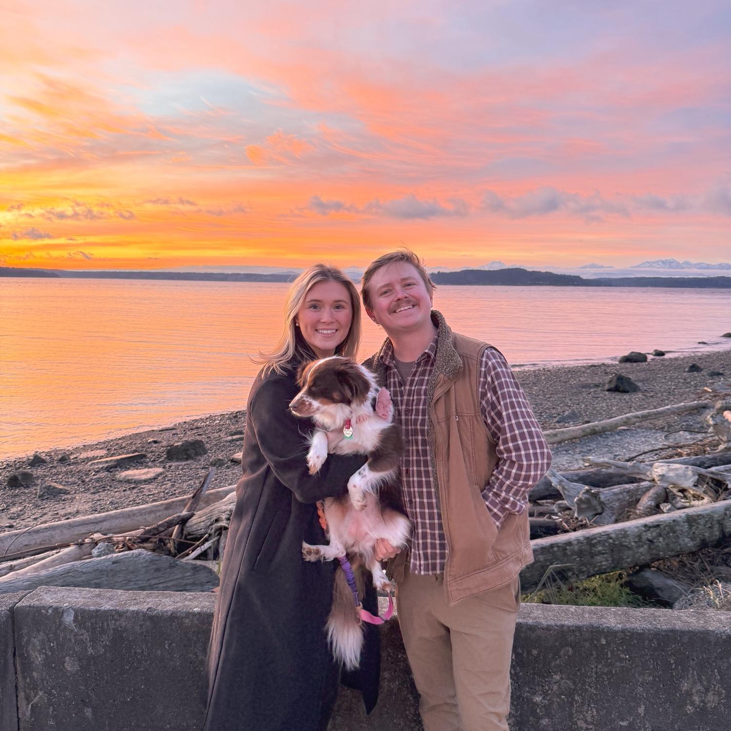 Sunset on the beach by our new place in Seattle, 2025