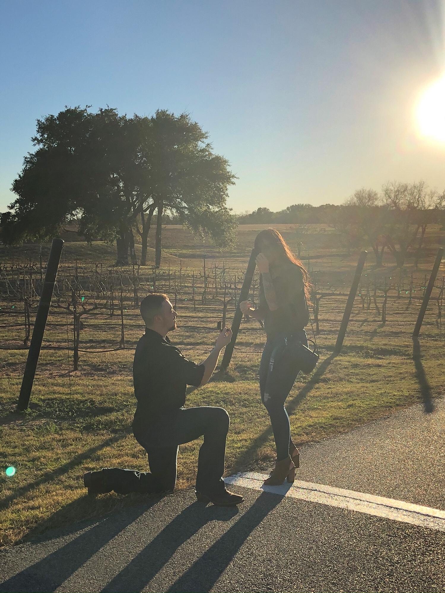 Hassan asking Justine to marry him at the GrapeCreek Vineyards 12/14/2019