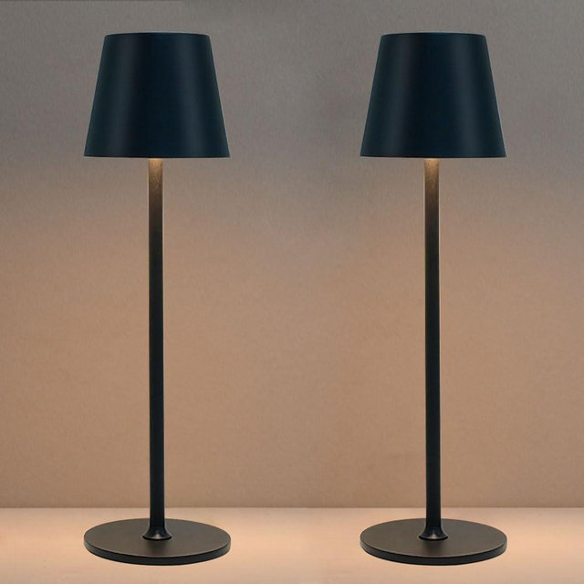 2 Pack Cordless Table Lamps, Rechargeable Portable 5000Mah Battery Operated Lamp, LED 3 Color Stepless Dimming Touch Bedside Lamp, Desk Light For Restaurant, Patio, Bedroom, Outdoor, kitchen-Black