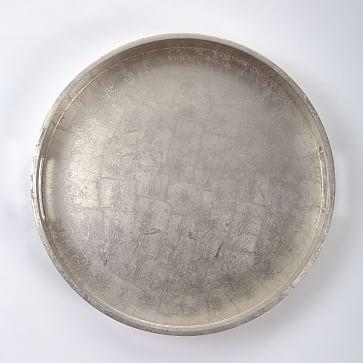 Wood + Lacquer Round Tray, 18", Silver