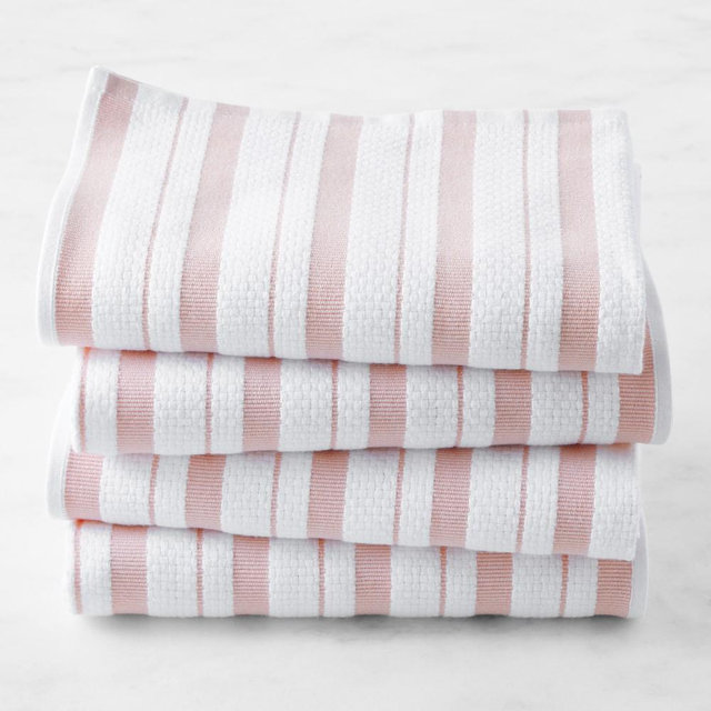 Williams Sonoma Classic Stripe Towels, Set of 4, Dusty Rose