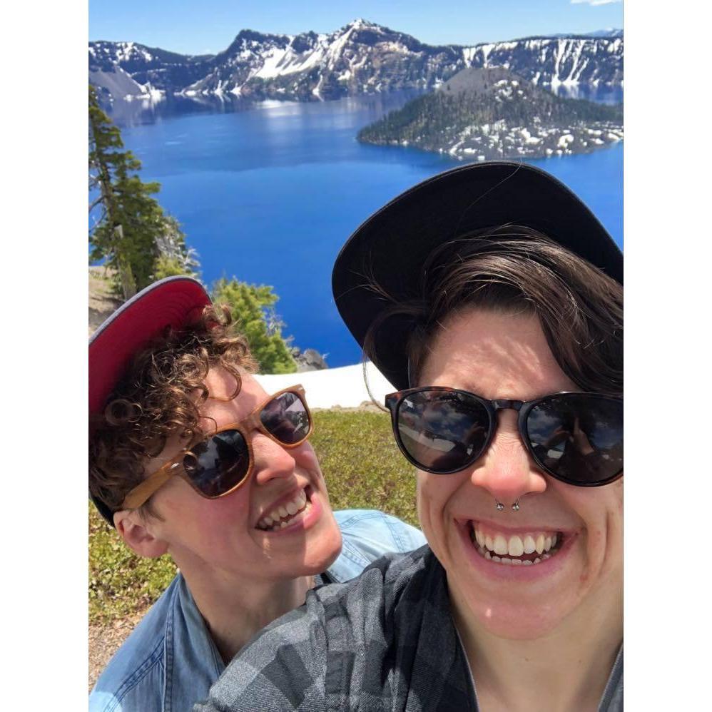 at Crater Lake on our first big road trip as a couple