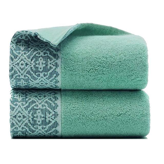 2 Pack Cotton Hand Towels,100% Cotton Face Towels, Durable Highly Absorbent Soft Washcloth Towel for Premium Luxury Spa Hotel Bathroom, Camping, Gym （14 x 30 Inch (Classical Green)