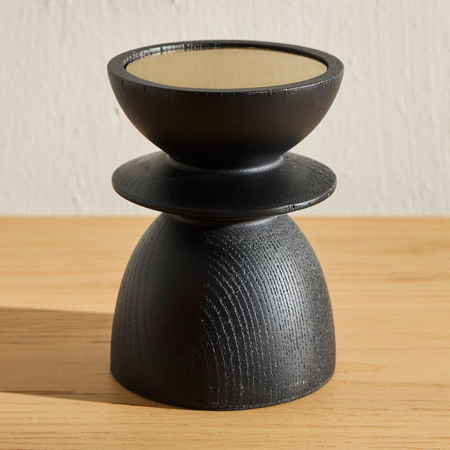 Tira Wood Pillar Holder, Black, Medium
