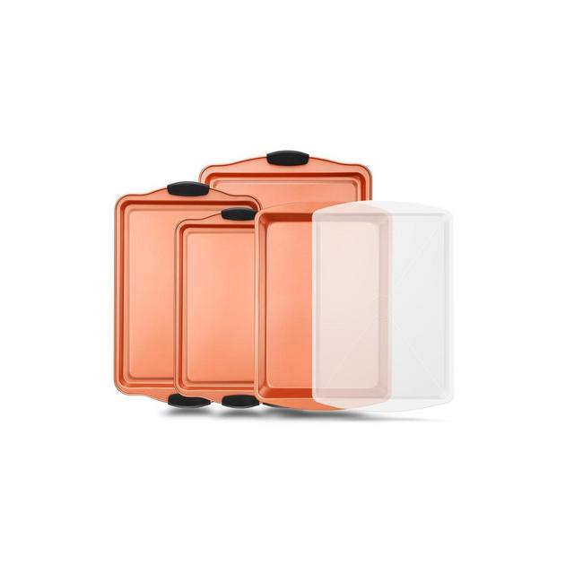 NutriChef 5 Piece Baking Pan Set - PFOA, PFOS, PTFE Free Flexible Nonstick Carbon Steel Bakeware Set - Home Kitchen Bake Pan Cookie Sheet