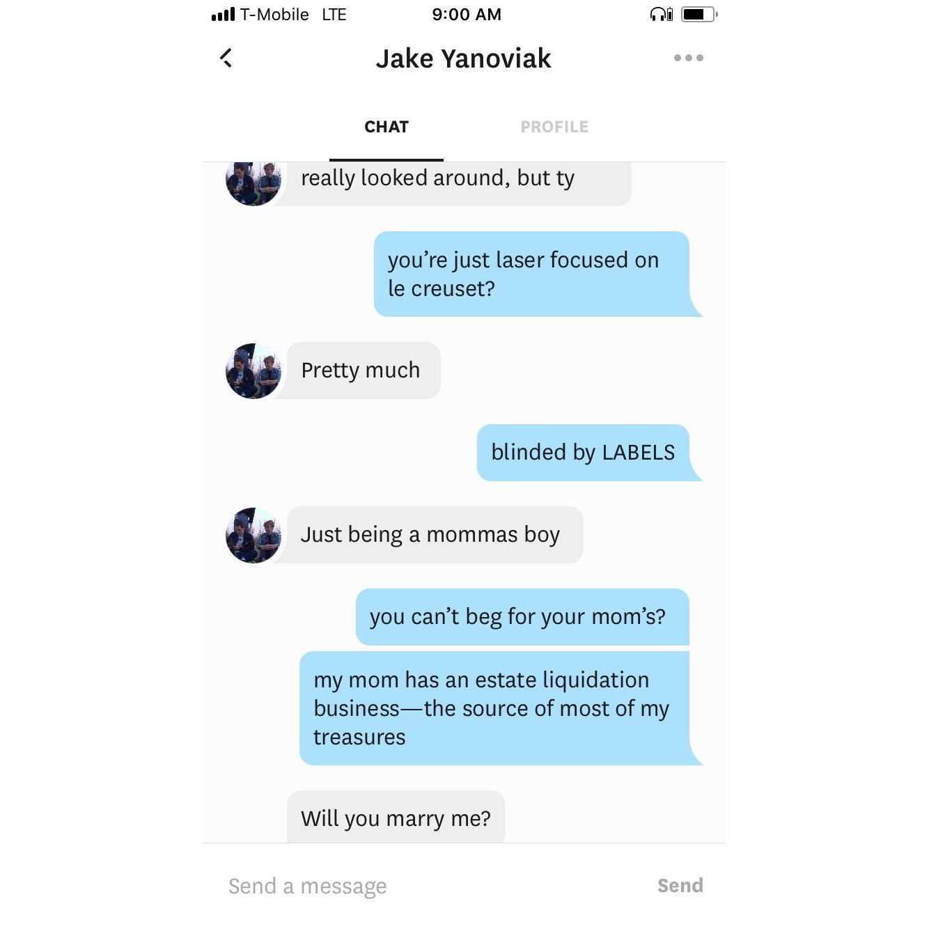 The first time Jake asked Hillary to marry him (before actually meeting in-person)