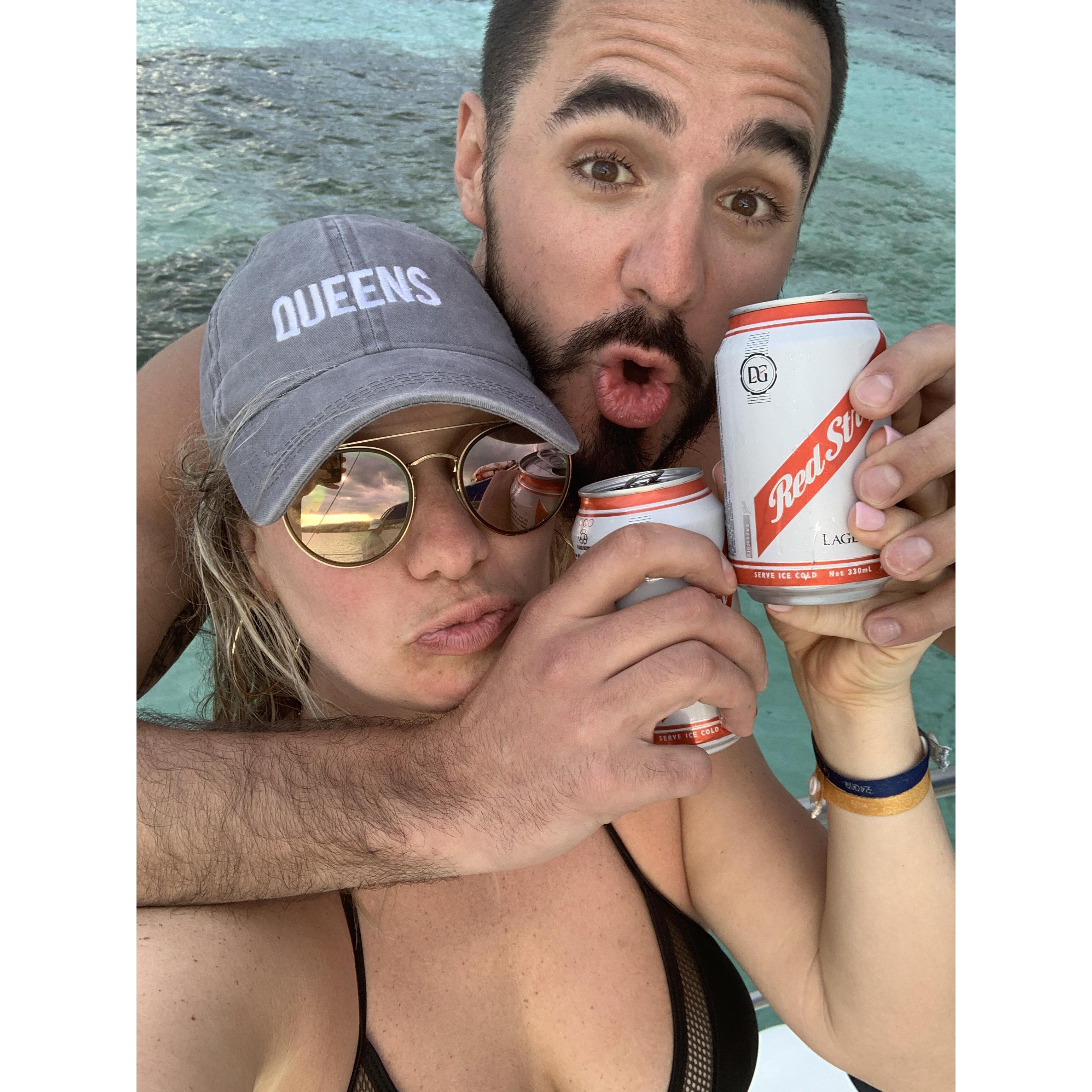 Red Stripe and Reggae on the party boat.